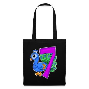 7 birthday 7 years old with animal motif - seven - Tote Bag - black - Front