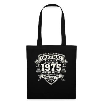 48. Geburtstag Mann Juni Jahrgang 1975 Original - Stoffbeutel - Schwarz - Vorne