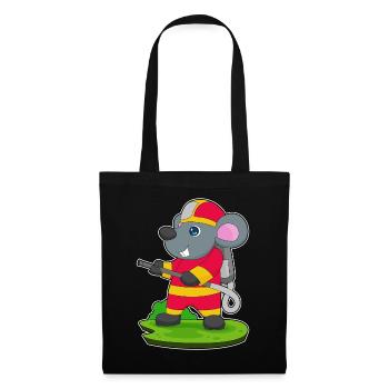 Maus Feuerwehrmann Feuerwehrschlauch Feuerwehr - Stoffbeutel - Schwarz - Vorne