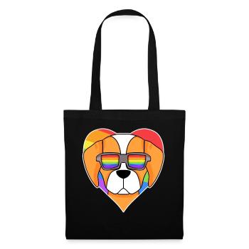 Rainbow - Dog Spaniel Breton with glasses - Tote Bag - black - Front