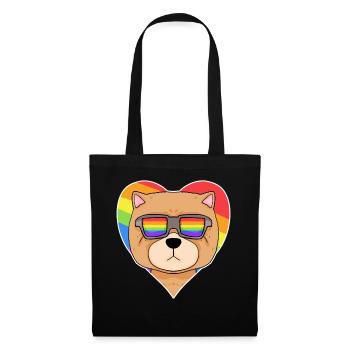Rainbow - Dog Chow Chow with glasses and heart - Tote Bag - black - Front