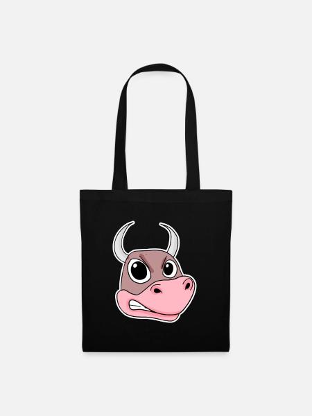 wütender Bulle - Stoffbeutel - Schwarz