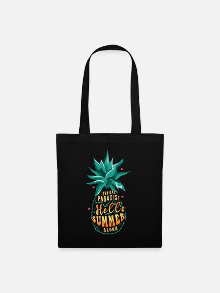 Tropische Ananas Hawaii Surf Hallo Sommer - Stoffbeutel - Schwarz