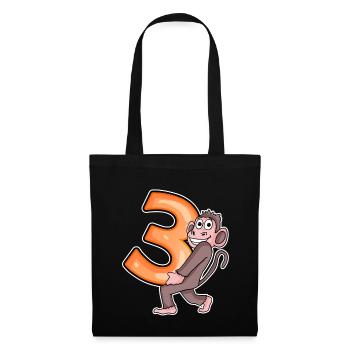 3 anniversaire 3 ans avec motif animal - trois - Sac en tissu - noir - Devant