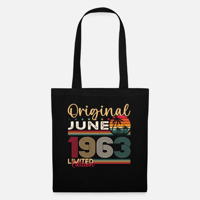 60. Geburtstag Mann Juni Jahrgang 1963 Original - Stoffbeutel - Schwarz