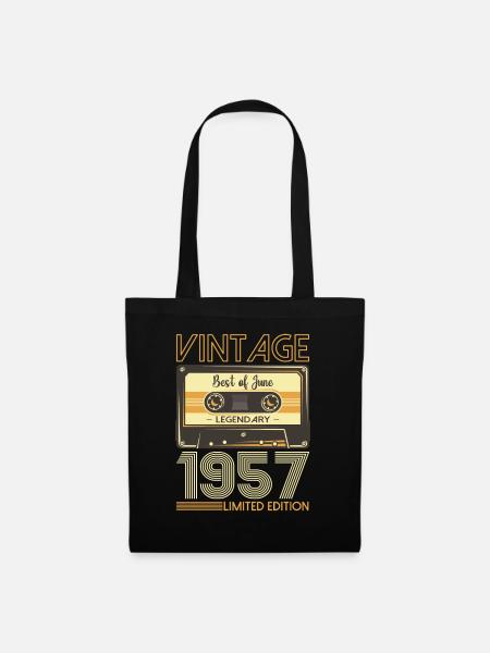 66 Cumpleaños Hombre Cassette Junio Año 1957 - Bolsa de tela - negro