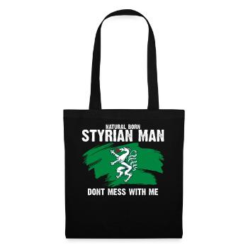 natural born styrian man - gebürtiger Steirer - Stoffbeutel - Schwarz - Vorne