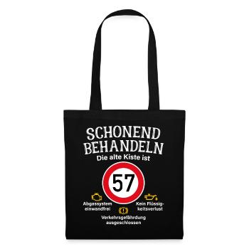 57. Geburtstag Schonend Behandeln 57 Alte Kiste 57 - Stoffbeutel - Schwarz - Vorne