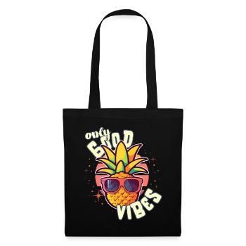 Only Good Vibes: Good Life Ananas mit Sonnenbrille - Stoffbeutel - Schwarz - Vorne