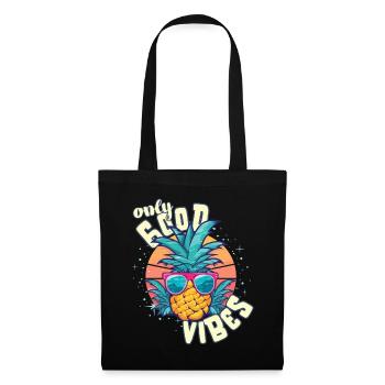 Only Good Vibes: Good Life Ananas mit Sonnenbrille - Stoffbeutel - Schwarz - Vorne
