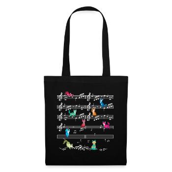 Colorful Cat Playing On Musical Notes Musician - Tote Bag - black - Front