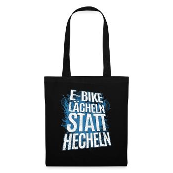 Lächeln statt hecheln Spruch - Fahrrad E-Bike - Stoffbeutel - Schwarz - Vorne