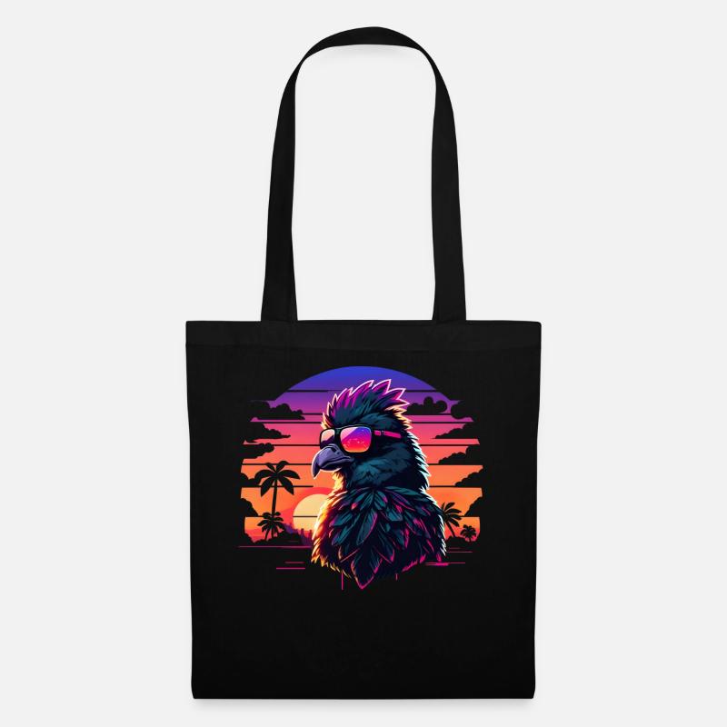 Synthwave Bird Sunset - Stoffbeutel - Schwarz