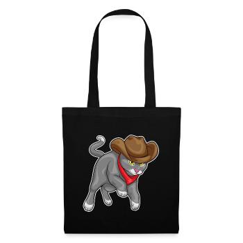 Chat Cowboy Cowboy Chapeau - Sac en tissu - noir - Devant