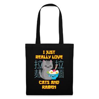 Anime Cat with Ramen Love Cats and Ramen - Tote Bag - black - Front