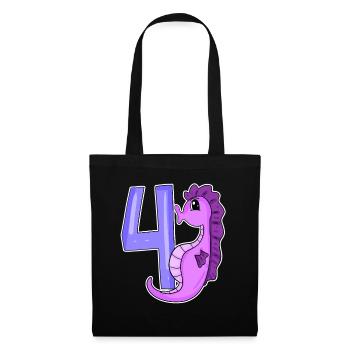4th birthday motif seahorse - four years old - Tote Bag - black - Front