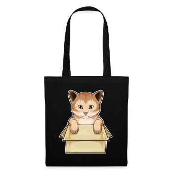 Katze Karton - Stoffbeutel - Schwarz - Vorne
