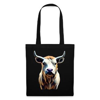 Vache - taureau avec cornes - Sac en tissu - noir - Devant