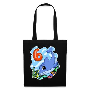 6th birthday motif dolphin - six years old - Tote Bag - black - Front