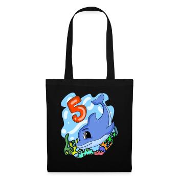 5th birthday motif dolphin - five years old - Tote Bag - black - Front