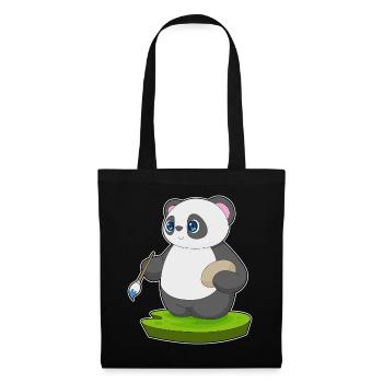 Peinture au pinceau de peintre panda - Sac en tissu - noir - Devant