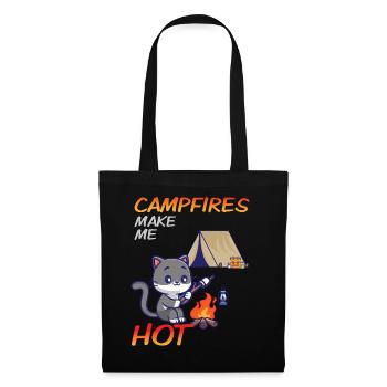 Niedliche Katze lustiger Camping Spruch - Stoffbeutel - Schwarz - Vorne