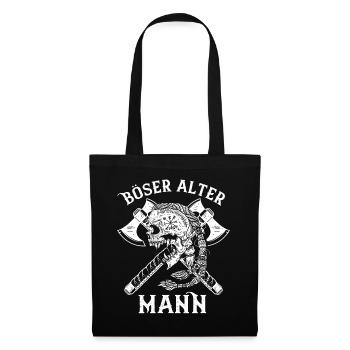 Böser alter Mann - Lustiger Wikinger Spruch - Stoffbeutel - Schwarz - Vorne