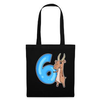 6. Geburtstag Motiv Saiga Antilope - sechs Jahre - Stoffbeutel - Schwarz - Vorne