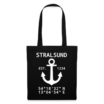 Stralsund Koordinaten - Stoffbeutel - Schwarz - Vorne