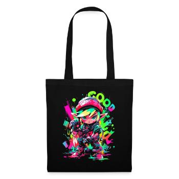 Cooles Gaming-Design Legendärer Waldjunge Graffiti - Stoffbeutel - Schwarz - Vorne