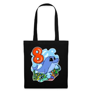 8th Birthday Motif Dolphin - eight years - Tote Bag - black - Front
