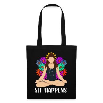 Meditation Meditieren - Stoffbeutel - Schwarz - Vorne