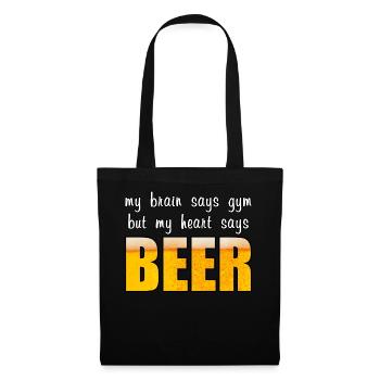 Mon cœur dit bière - Sac en tissu - noir - Devant