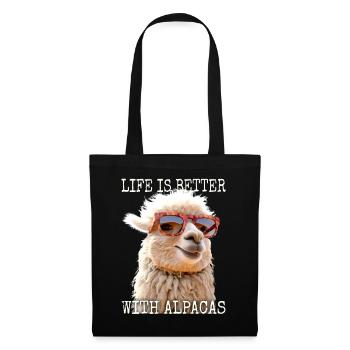 Alpaka Life Is Better With Alpacas Lama Alpakas - Stoffbeutel - Schwarz - Vorne