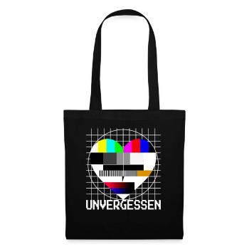 Testbild Herz Unvergessen TV 90er Party 80er Jahre - Stoffbeutel - Schwarz - Vorne