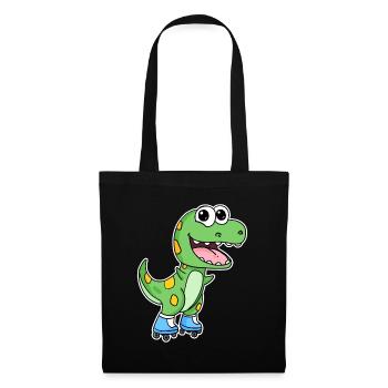 Dinosaurier Skating - Stoffbeutel - Schwarz - Vorne