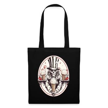 Skull mit Eiswaffel und Zylinderhut - Tote Bag - black - Front
