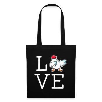 LOVE chicken lettering with cool chicken farmer - Tote Bag - black - Front