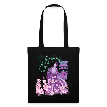 Retro Japan Geisha 80s Vaporwave - Tote Bag - black - Front