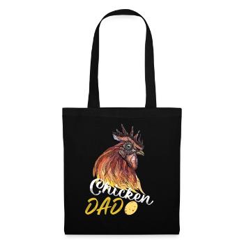 chicken dad lustiger Hühner Slogan Hahn Huhn Papa - Stoffbeutel - Schwarz - Vorne