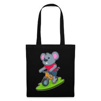 Maus Fahrrad - Stoffbeutel - Schwarz - Vorne