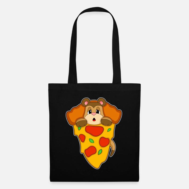 Erdmännchen Pizza - Stoffbeutel - Schwarz