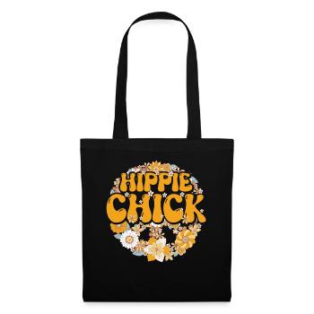 Lustig Hippie Floral Groovy - Stoffbeutel - Schwarz - Vorne