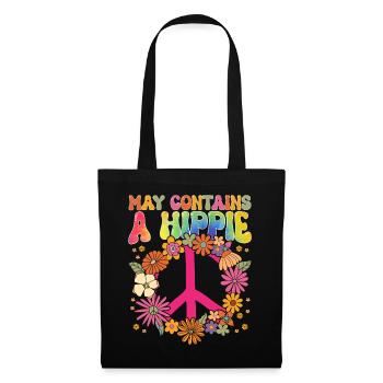 Lustige Hippie Frieden Freundlichkeit Groovy - Stoffbeutel - Schwarz - Vorne