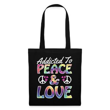 Lustige Hippie Frieden Freundlichkeit Groovy - Stoffbeutel - Schwarz - Vorne