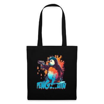 Stylo.. Guin Penguin avec pistolet - Sac en tissu - noir - Devant