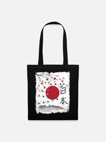 Japan ästhetische Landschaft japanische Kunst - Stoffbeutel - Schwarz