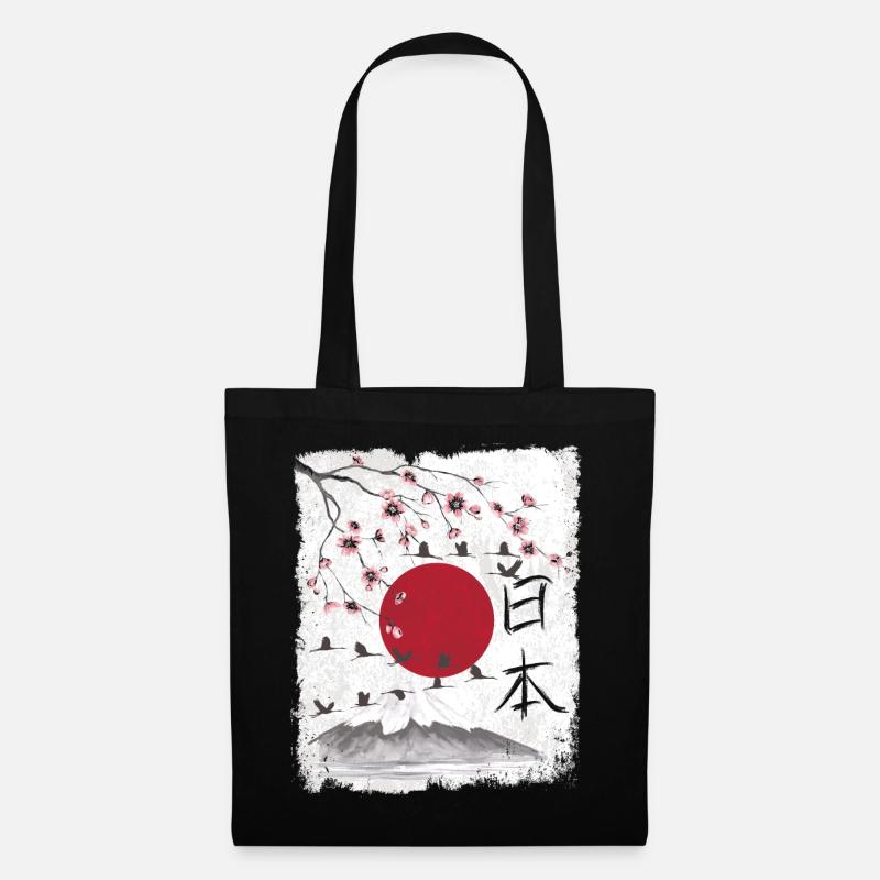 Japan ästhetische Landschaft japanische Kunst - Stoffbeutel - Schwarz