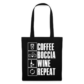 Coffee Boccia Wine Repeat Spruch Bocciaspieler - Stoffbeutel - Schwarz - Vorne