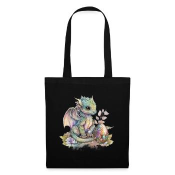Fabulous Baby Dragon with Flowers - Tote Bag - black - Front